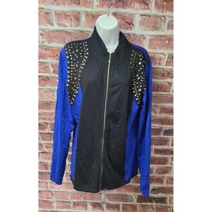 Women's FONTANA Zip Studded Cardigan Sweater‎ XL
